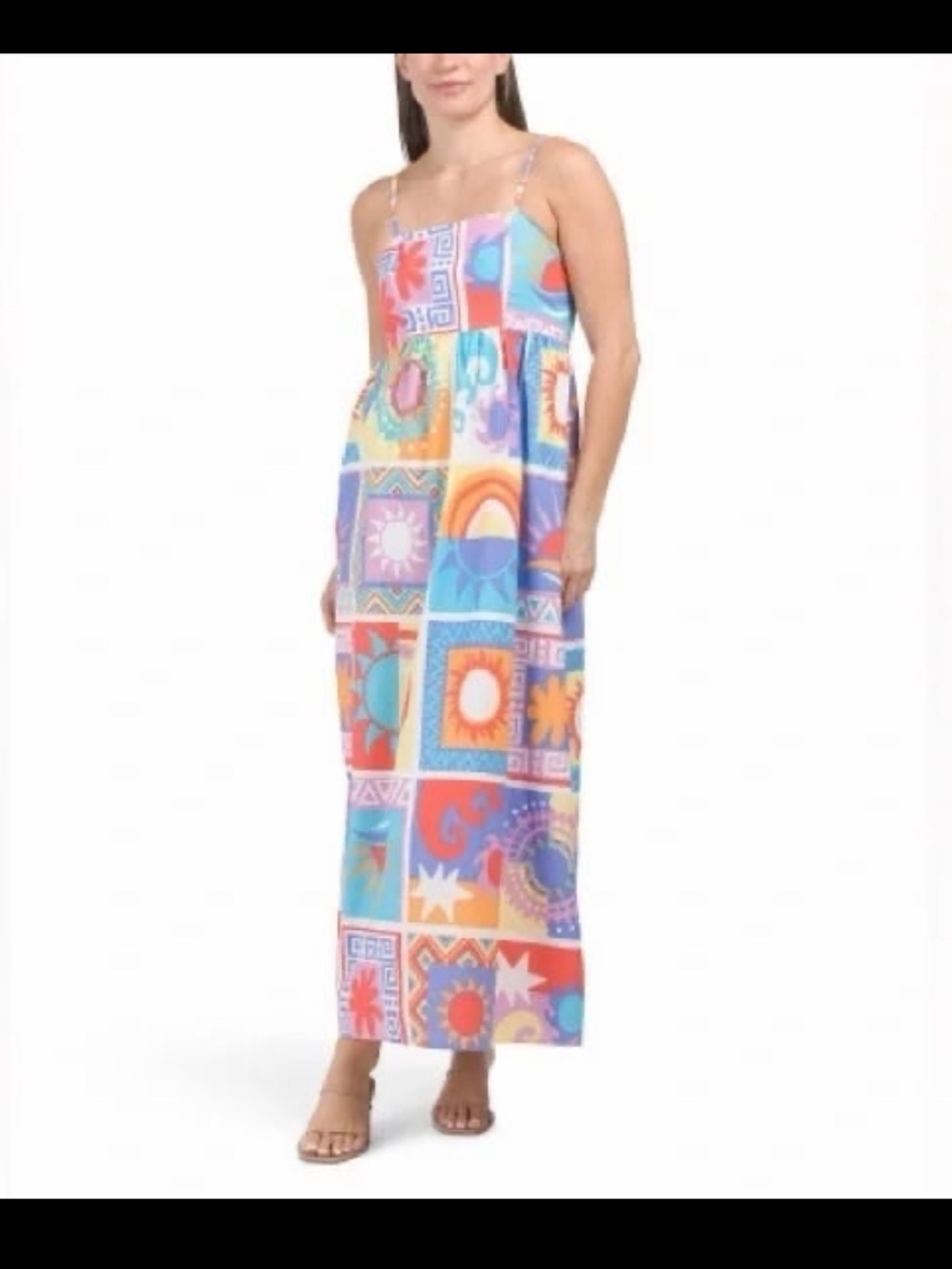 Japna sun and sand Sleeveless Patchwork Print Maxi Dress in Multicolor